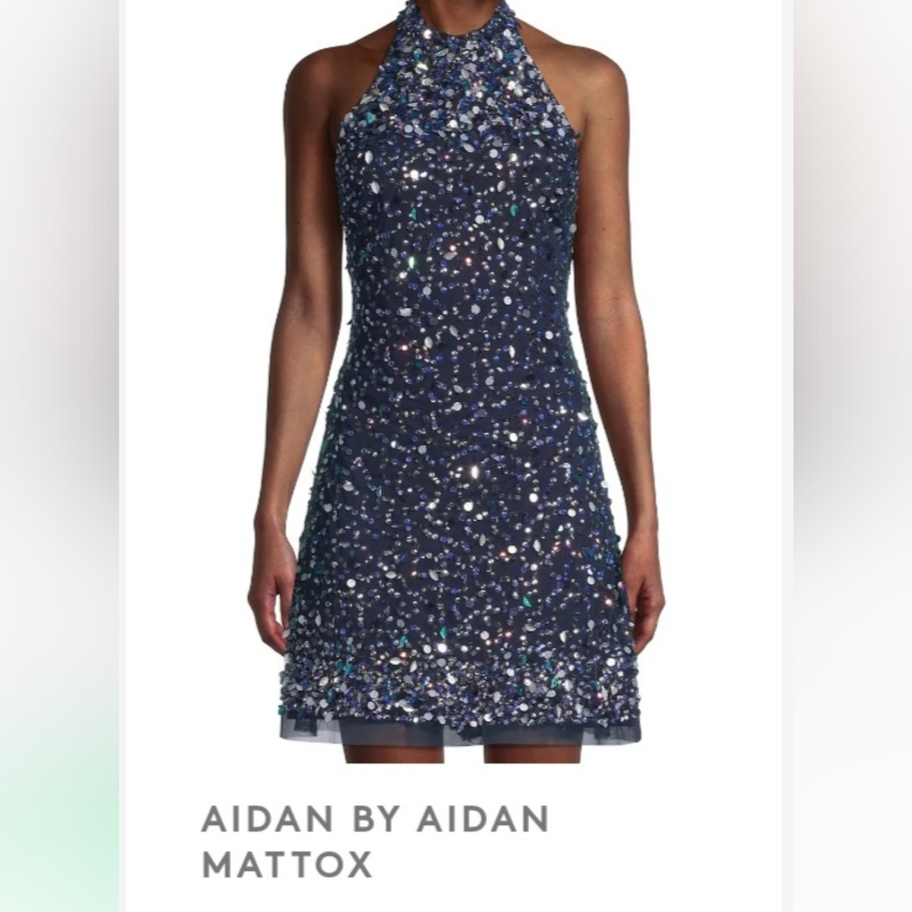 Aidan Mattox Navy Sequin Dress From Sax Fifth Avenue